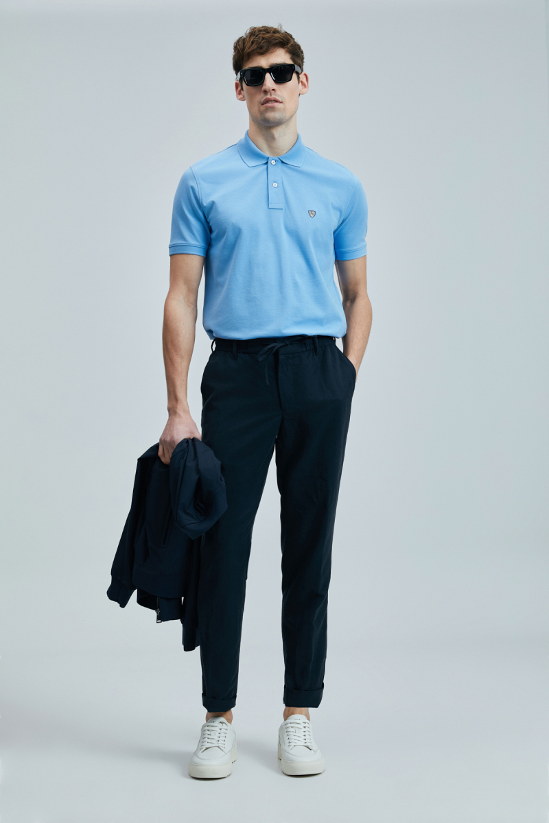 Lufian Erkek Laon Smart Polo T-Shirt 111040206 Mavi Mavi