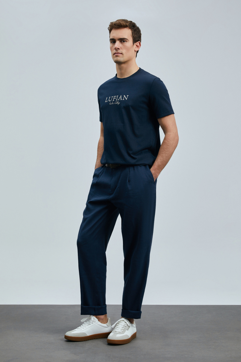 Lufian Erkek Love Modern Grafik T-Shirt 111020238 Lacivert Lacivert