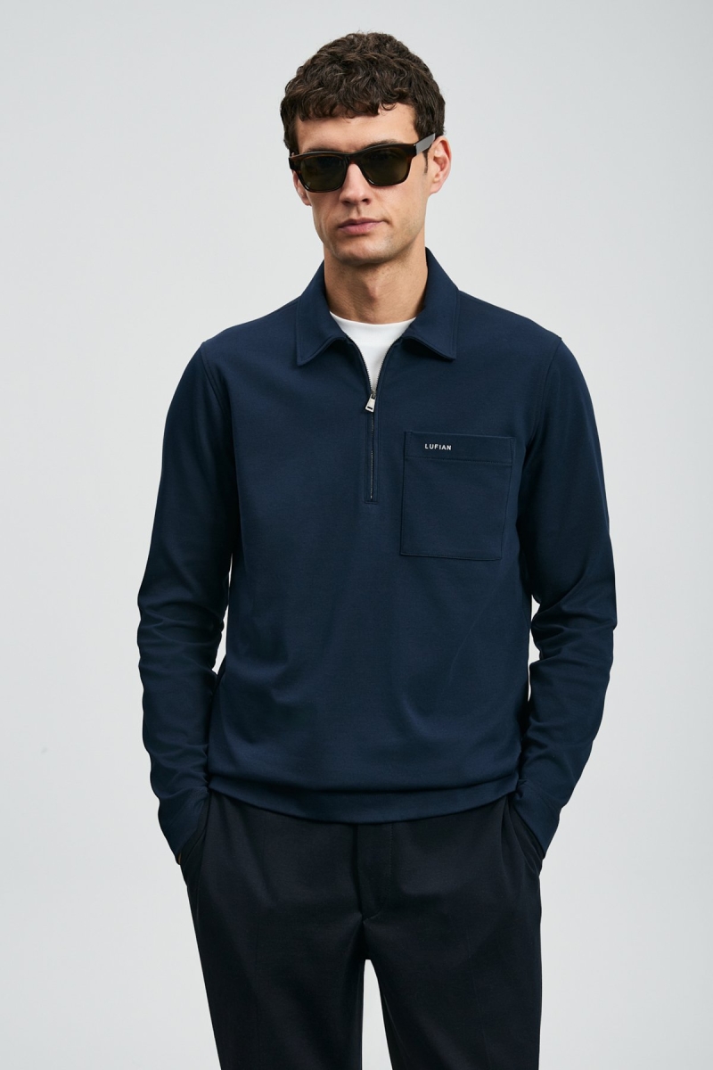 Lufian Erkek Lucas Smart Polo T-Shirt 112040043 Koyu Lacivert Koyu Lacivert