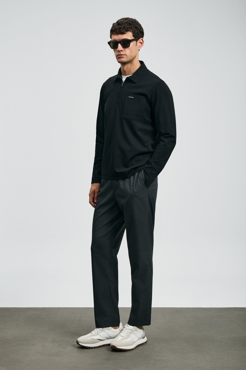 Lufian Erkek Lucas Smart Polo T-Shirt 112040043 Siyah Siyah