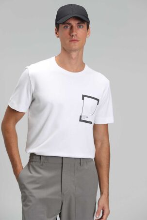 Lufian Erkek Luke Modern Grafik T-Shirt 111020170 Beyaz Beyaz