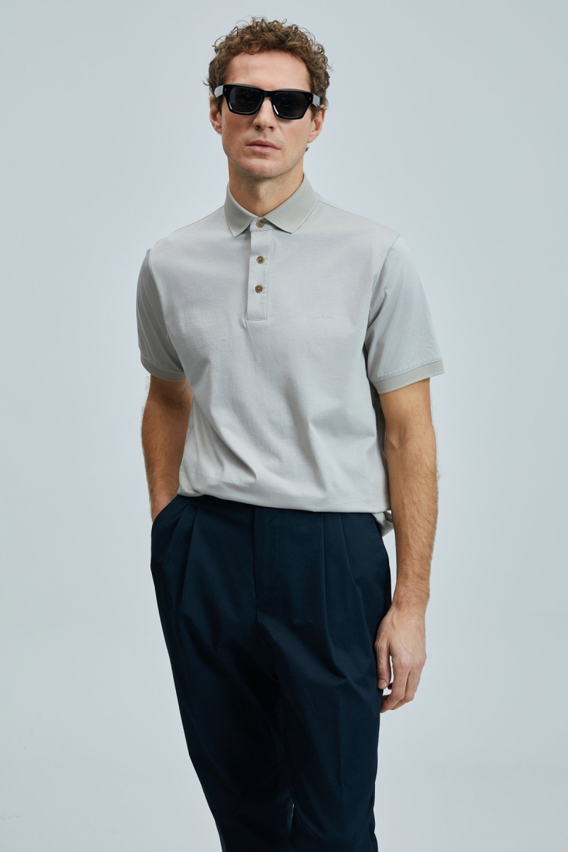 Lufian Erkek Luna Smart Polo T-Shirt 111040228 Bej Bej