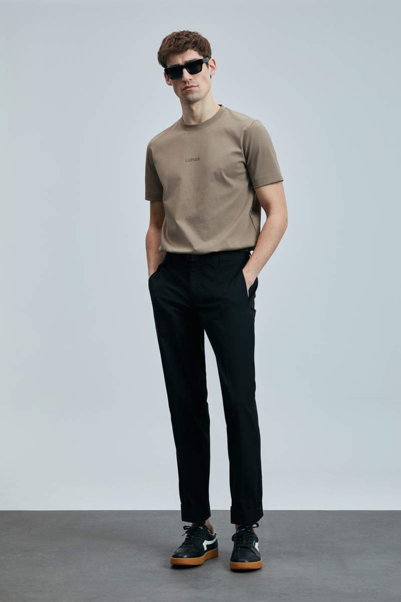Lufian Erkek Marcus Modern Grafik T-Shirt 111020235 Deve Tüyü DEVE TÜYÜ