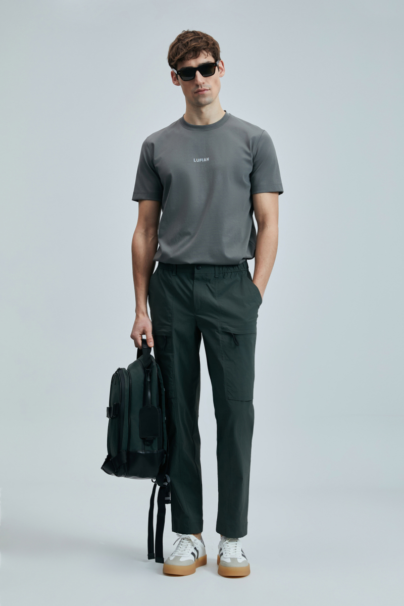 Lufian Erkek Marcus Modern Grafik T-Shirt 111020235 Koyu Yeşil Koyu Yeşil