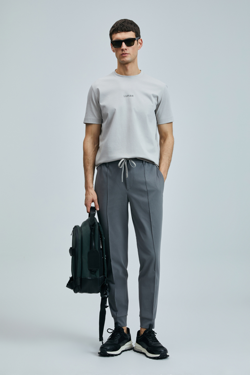 Lufian Erkek Marcus Modern Grafik T-Shirt 111020235 Taş Taş
