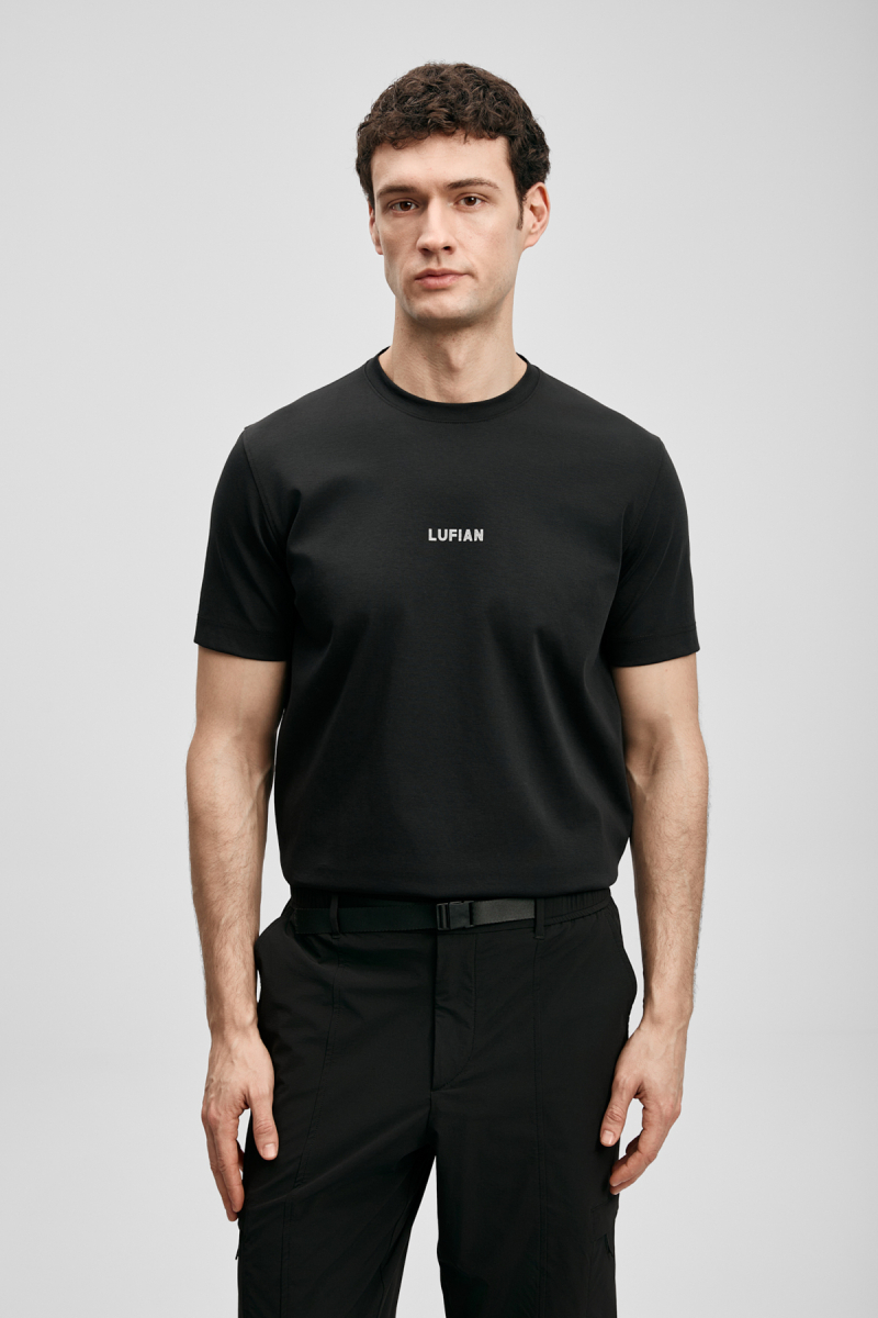 Lufian Erkek Marcus Modern Grafik T-Shirt 111020322 Siyah Siyah