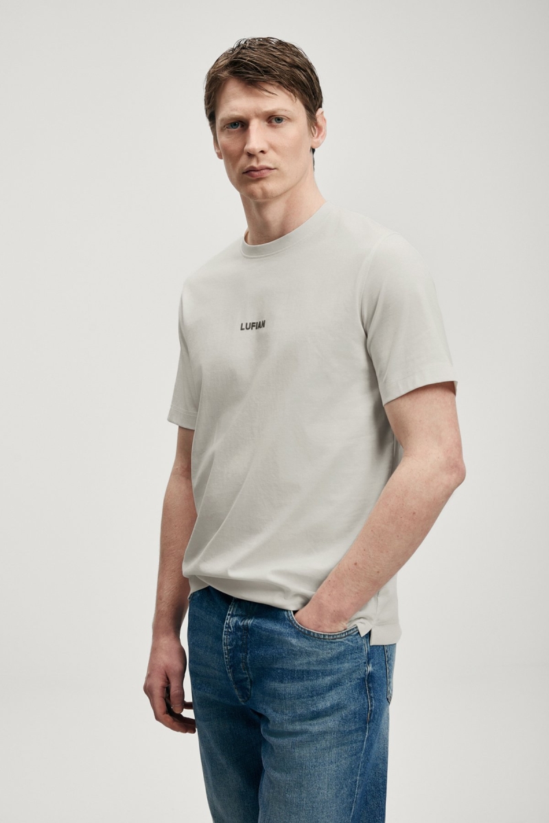 Lufian Erkek Marcus Modern Grafik T-Shirt 111020322 Taş Taş