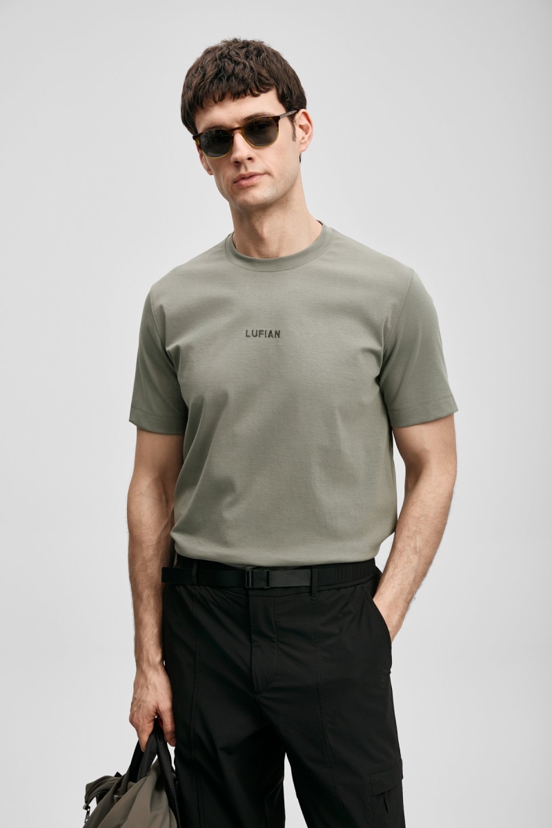 Lufian Erkek Marcus Modern Grafik T-Shirt 111020322 Yeşil Yeşil