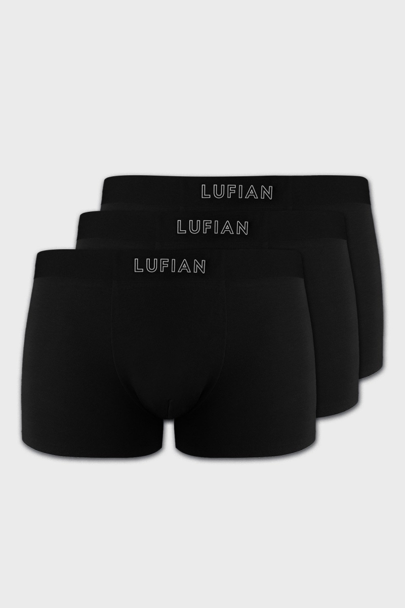Lufian Erkek Mark 3 Adet Modal Dikişsiz Boxer 111080035 Siyah Siyah