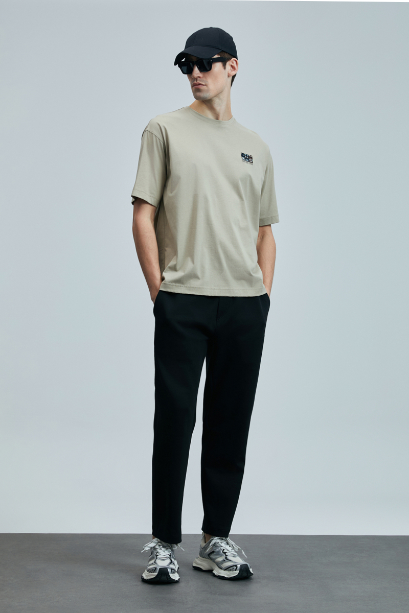 Lufian Erkek Mask Modern Grafik T-Shirt 111020248 Bej Bej