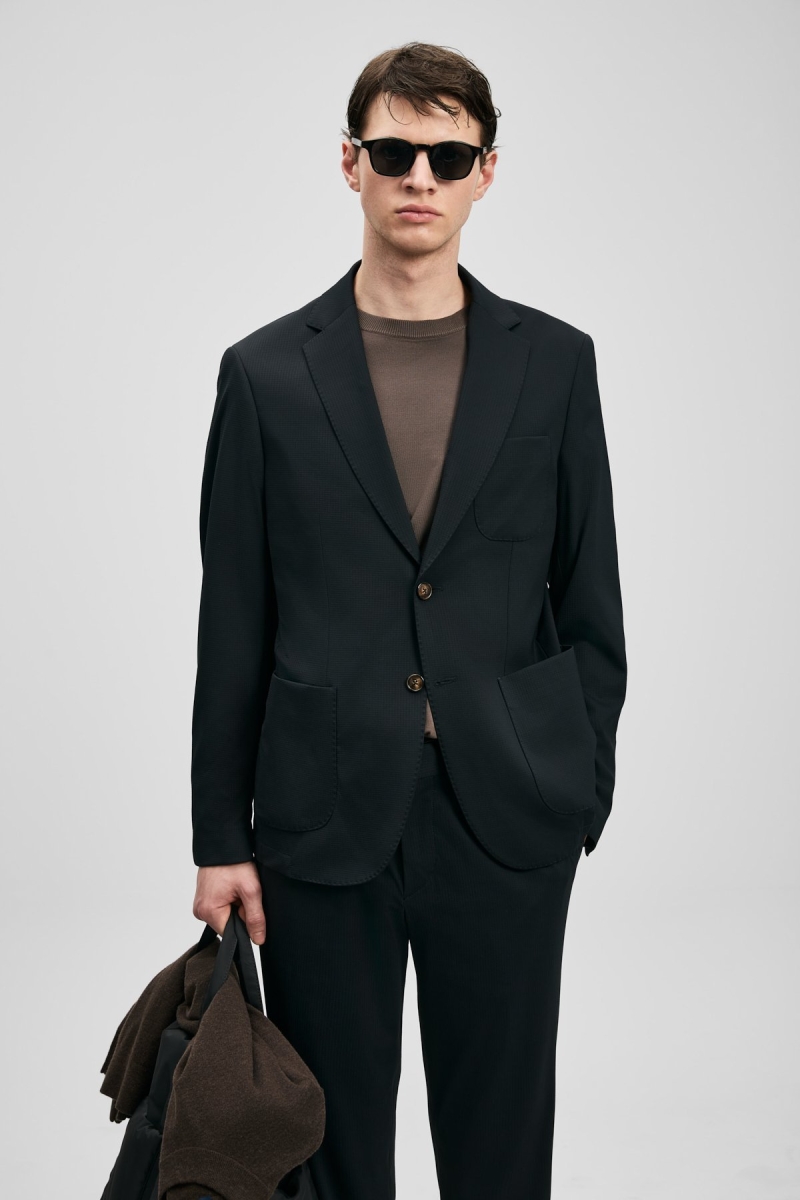Lufian Erkek Noa Slim Fit Spor Blazer Ceket 111140175 Siyah Siyah