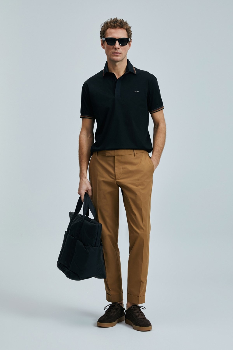 Lufian Erkek North Smart Polo T-Shirt 111040210 Siyah Siyah