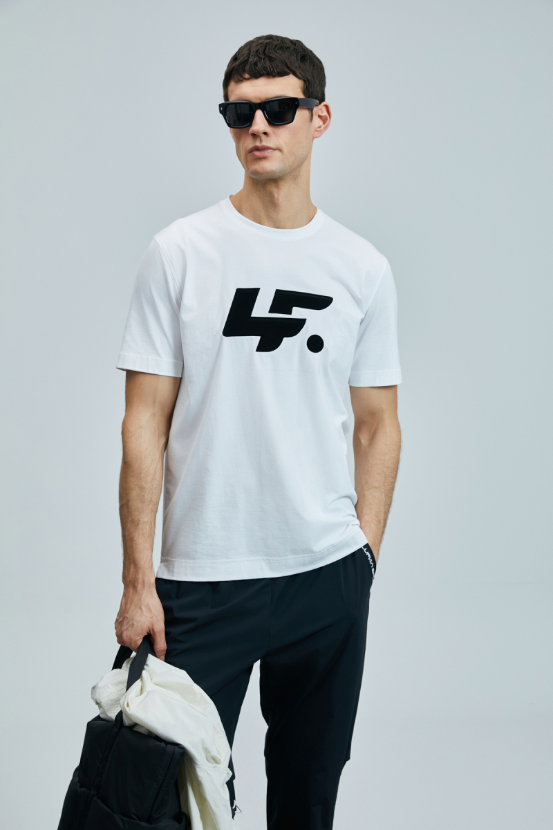 Lufian Erkek Onıx Modern Grafik T-Shirt 111020243 Beyaz Beyaz