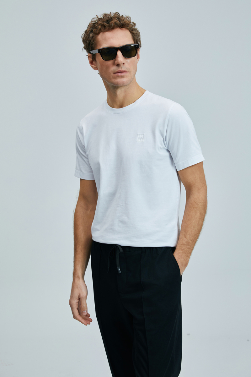Lufian Erkek Pablo Modern Grafik T-Shirt 111020265 Beyaz Beyaz