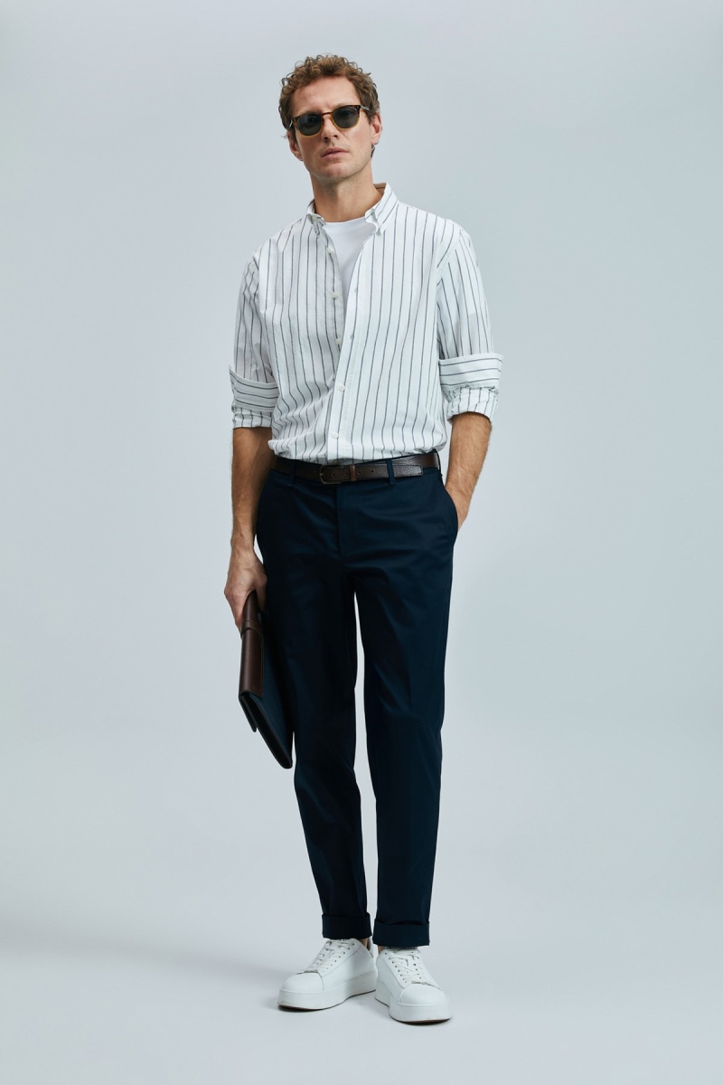 Lufian Erkek Plus Smart Slim Fit Chino Pantolon 111190339 Lacivert Lacivert