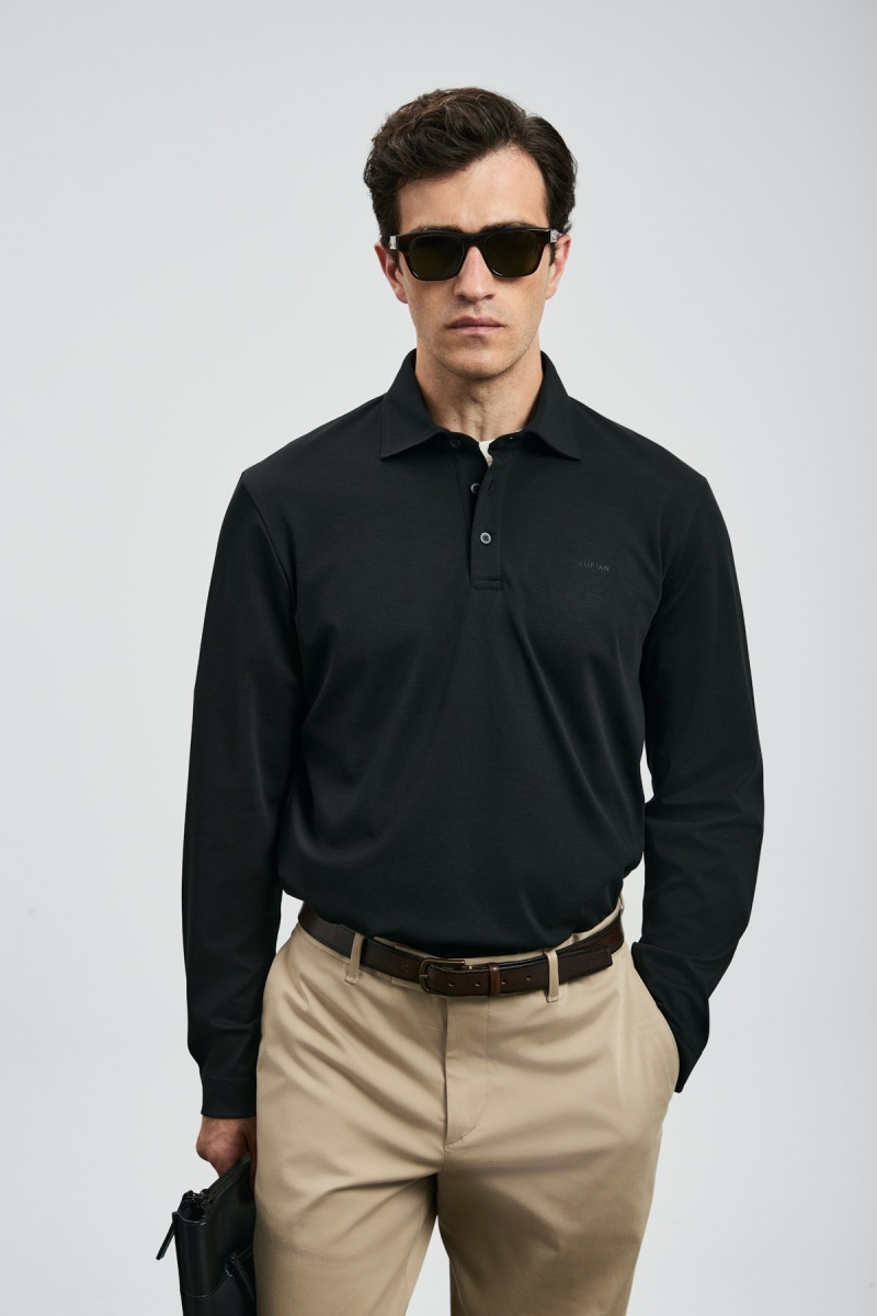 Lufian Erkek Rocky Smart Polo T-Shirt 112040044 Siyah Siyah