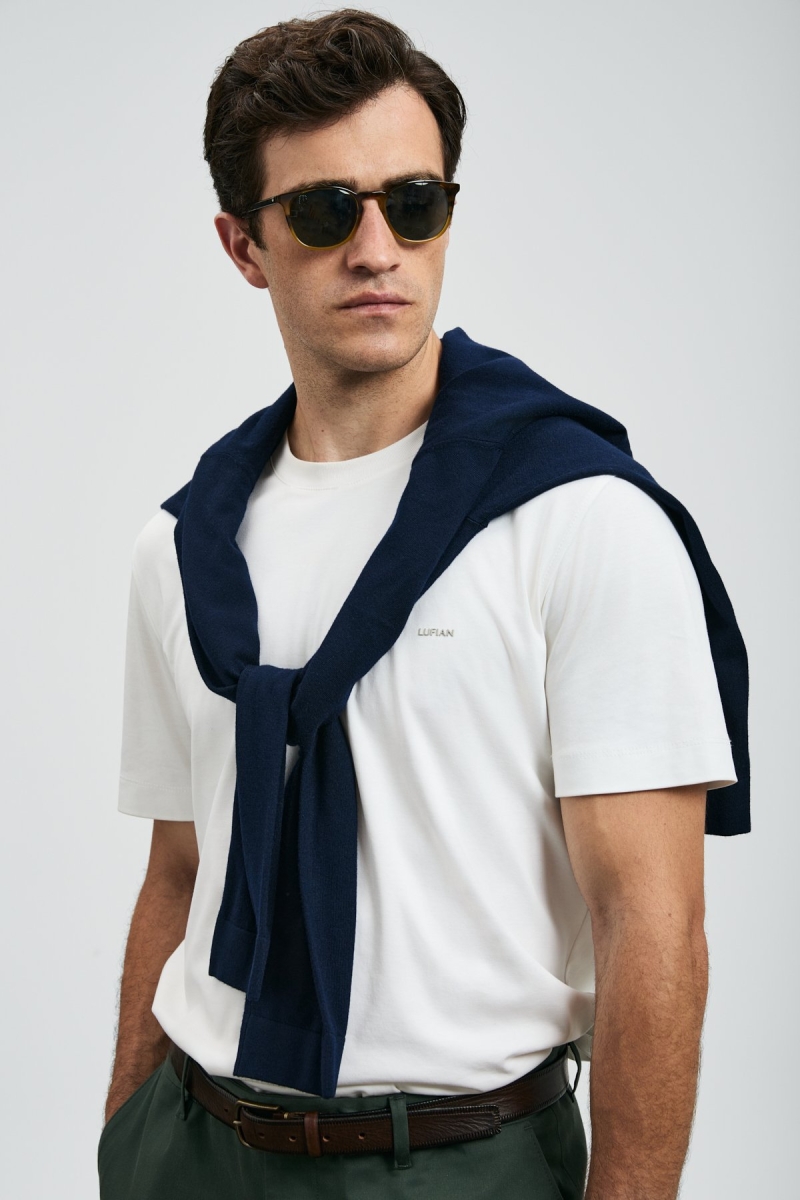 Lufian Erkek Roland Basic T-Shirt 112020058 Kırık Beyaz Kırık Beyaz