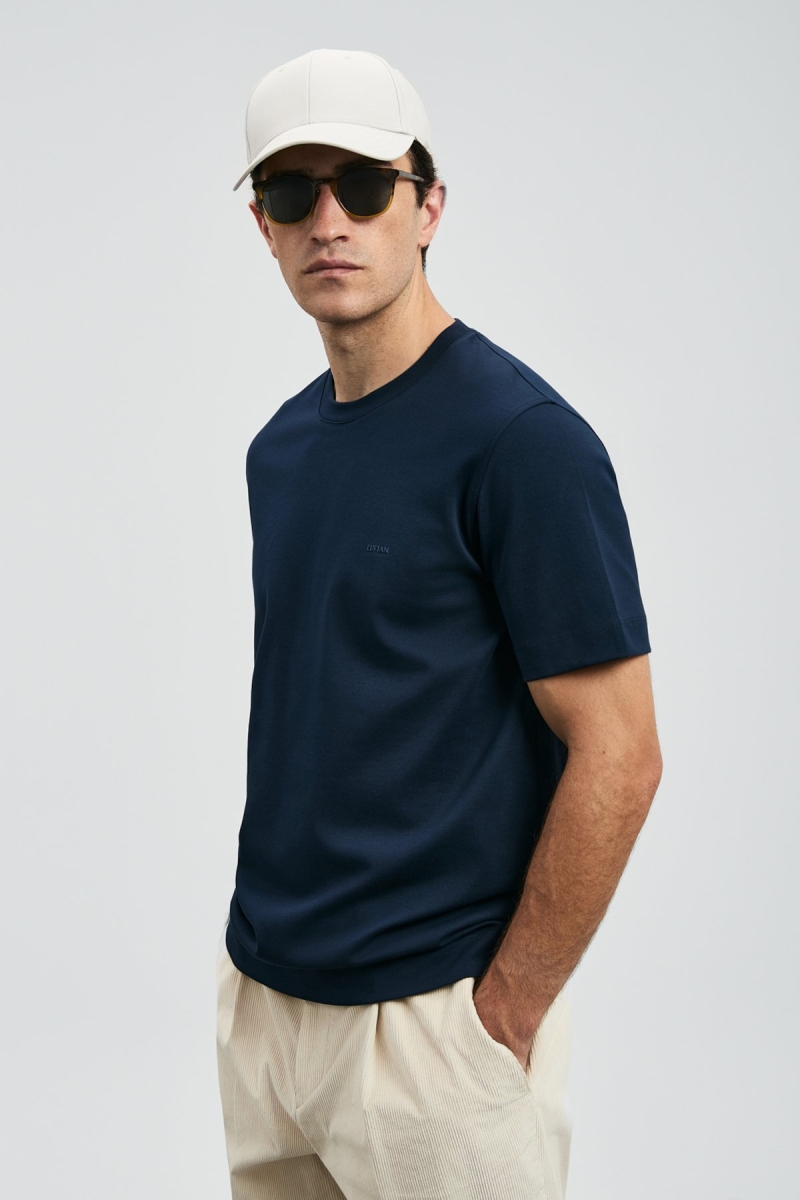 Lufian Erkek Roland Basic T-Shirt 112020058 Lacivert Lacivert