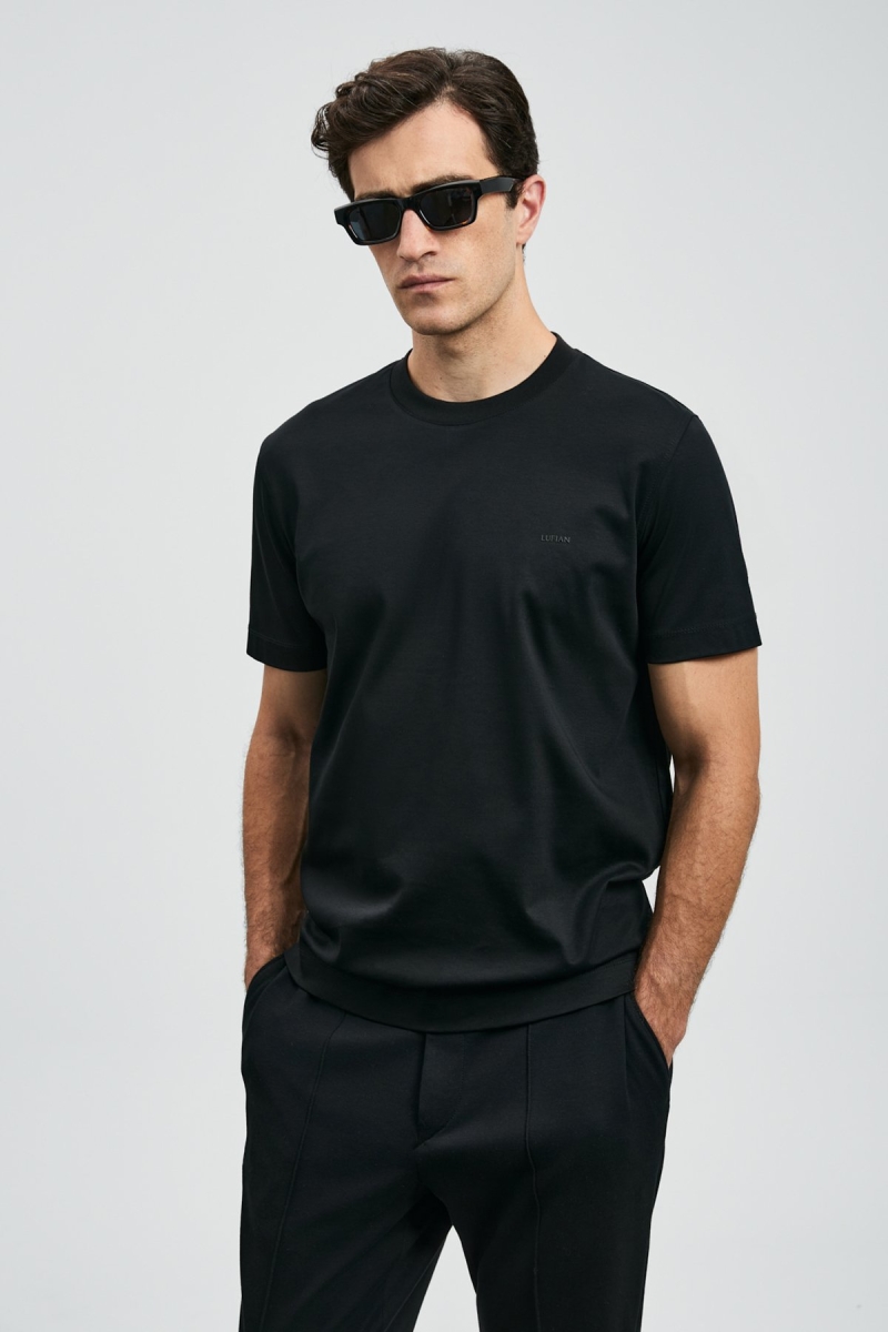 Lufian Erkek Roland Basic T-Shirt 112020058 Siyah Siyah