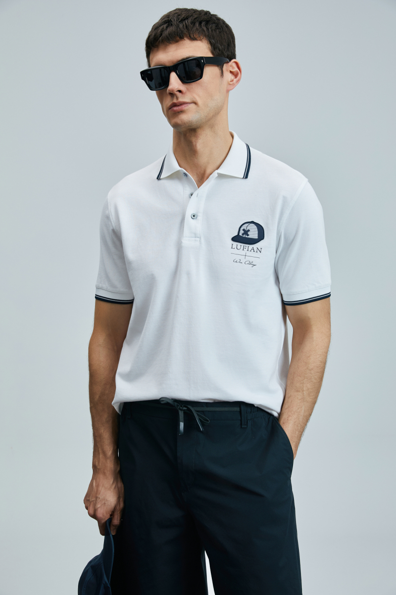 Lufian Erkek Sandor Smart Polo T-Shirt 111040223 Beyaz Beyaz