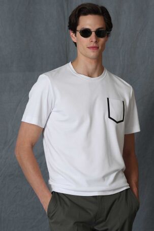 Lufian Erkek Sırıus Modern Grafik T-Shirt 111020169 Beyaz Beyaz