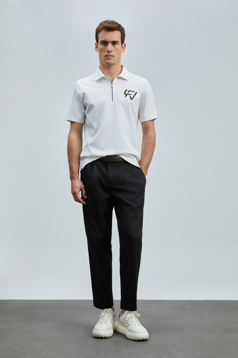 Lufian Erkek Slash Smart Polo T-Shirt 111040224 Kırık Beyaz Kırık Beyaz