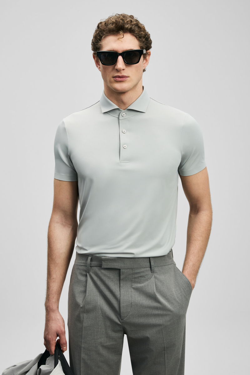 Lufian Erkek Spencer Hi- Tech Performance Dikişsiz Polo T-Shirt 111040240 Açık Gri Açık Gri
