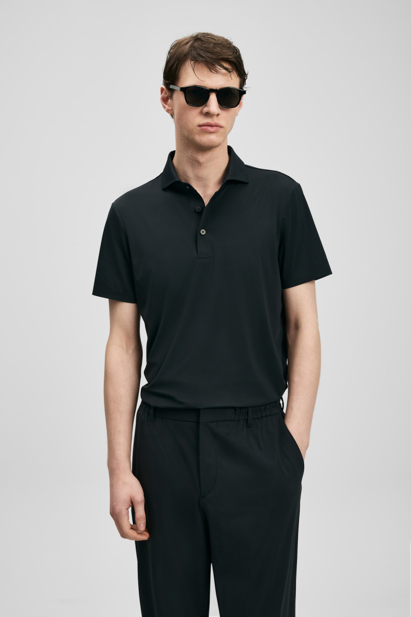 Lufian Erkek Spencer Hi- Tech Performance Dikişsiz Polo T-Shirt 111040240 Siyah Siyah