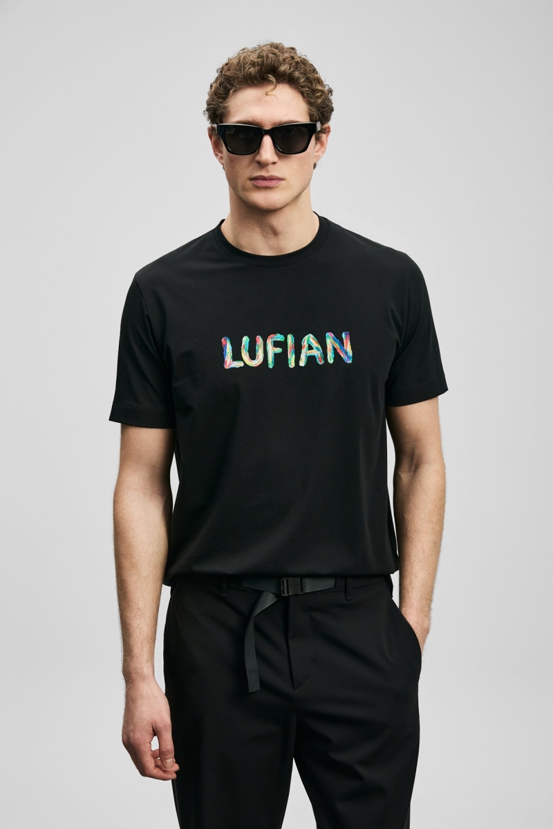 Lufian Erkek Surge Modern Grafik T-Shirt 111020317 Siyah Siyah