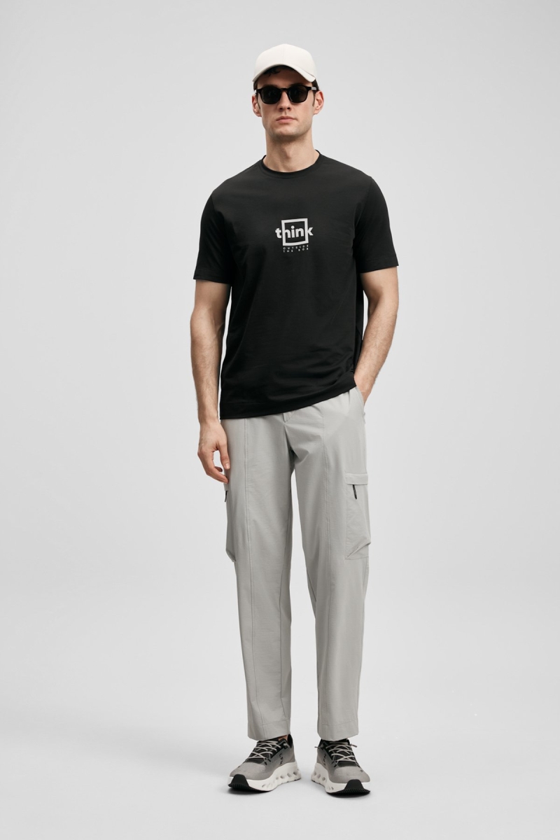 Lufian Erkek Thınk Modern Grafik T-Shirt 111020310 Siyah Siyah