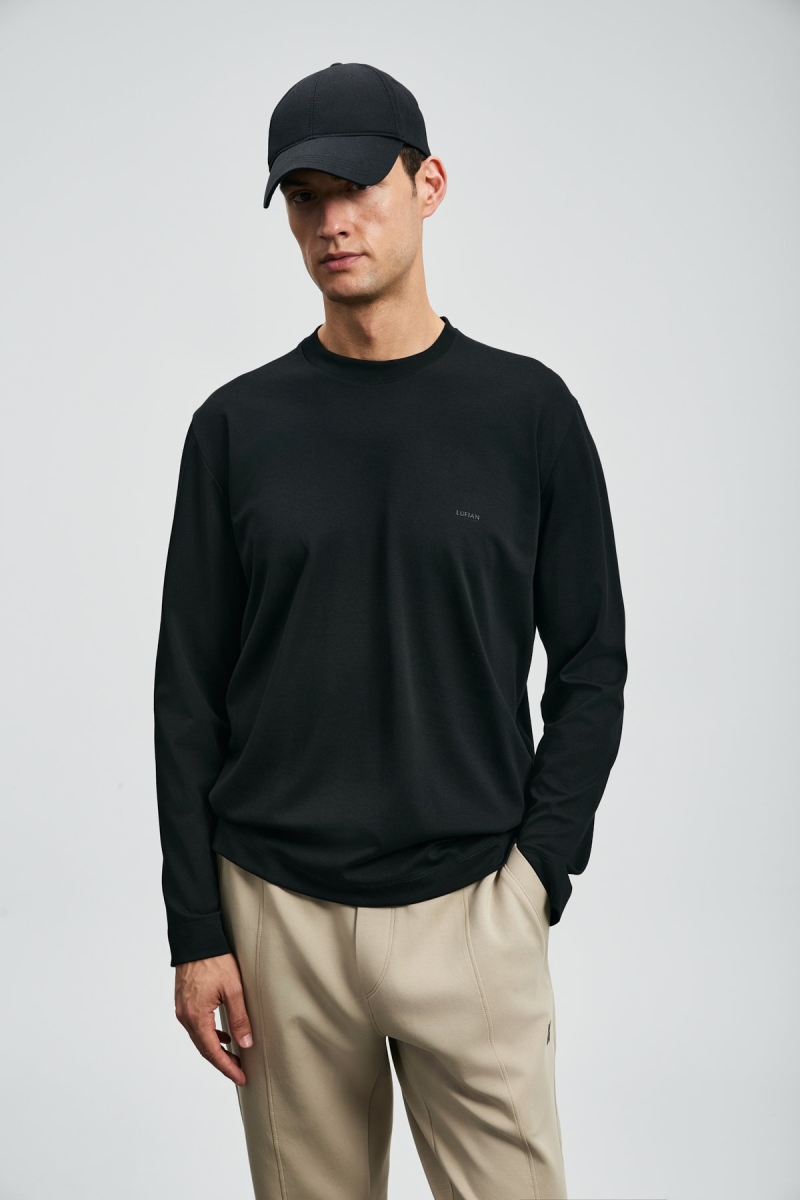 Lufian Erkek Vıctor Bisiklet Yaka Uzun Kollu T-Shirt 112020056 Siyah Siyah