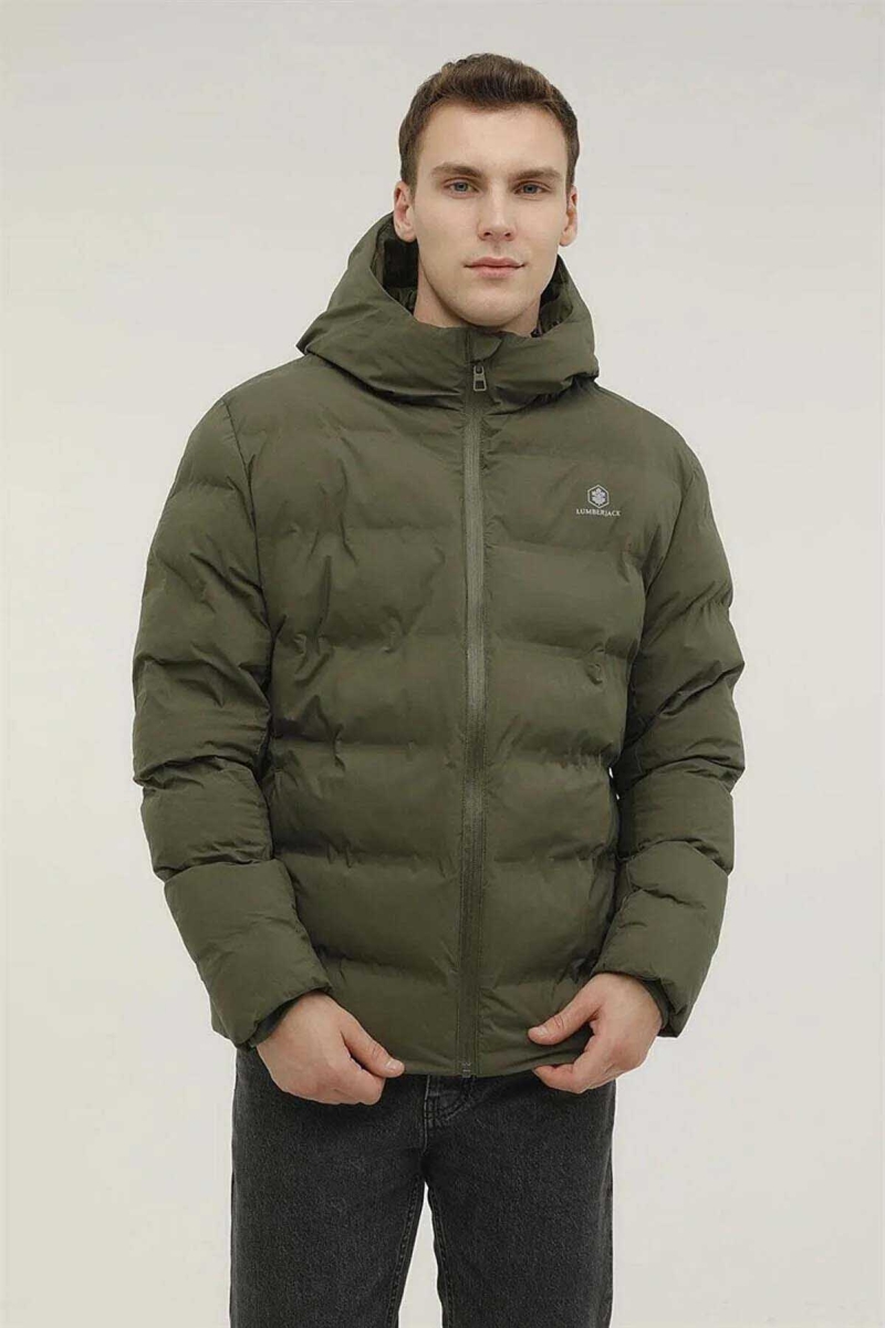 Lumberjack Erkek Kapüşonlu Arma Detaylı Şişme Mont NOLAN COAT K. Haki K. HAKİ