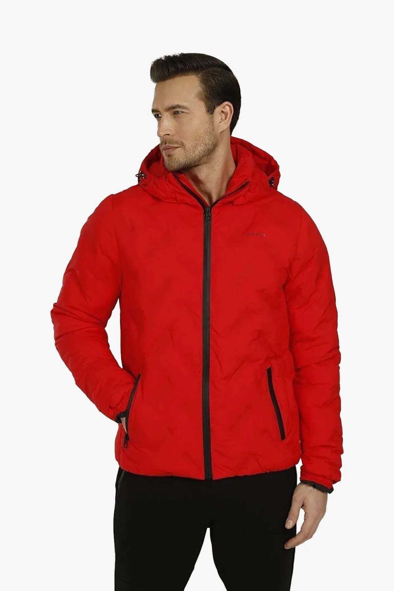 Lumberjack Erkek Kapüşonlu Mont HENRY COAT Kırmızı Kırmızı