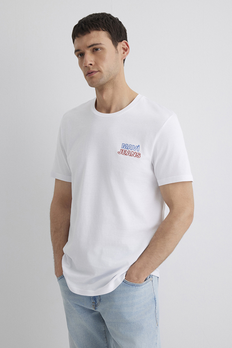Mavi Erkek Baskılı Kısa Kollu T-Shirt M066841 Beyaz Beyaz