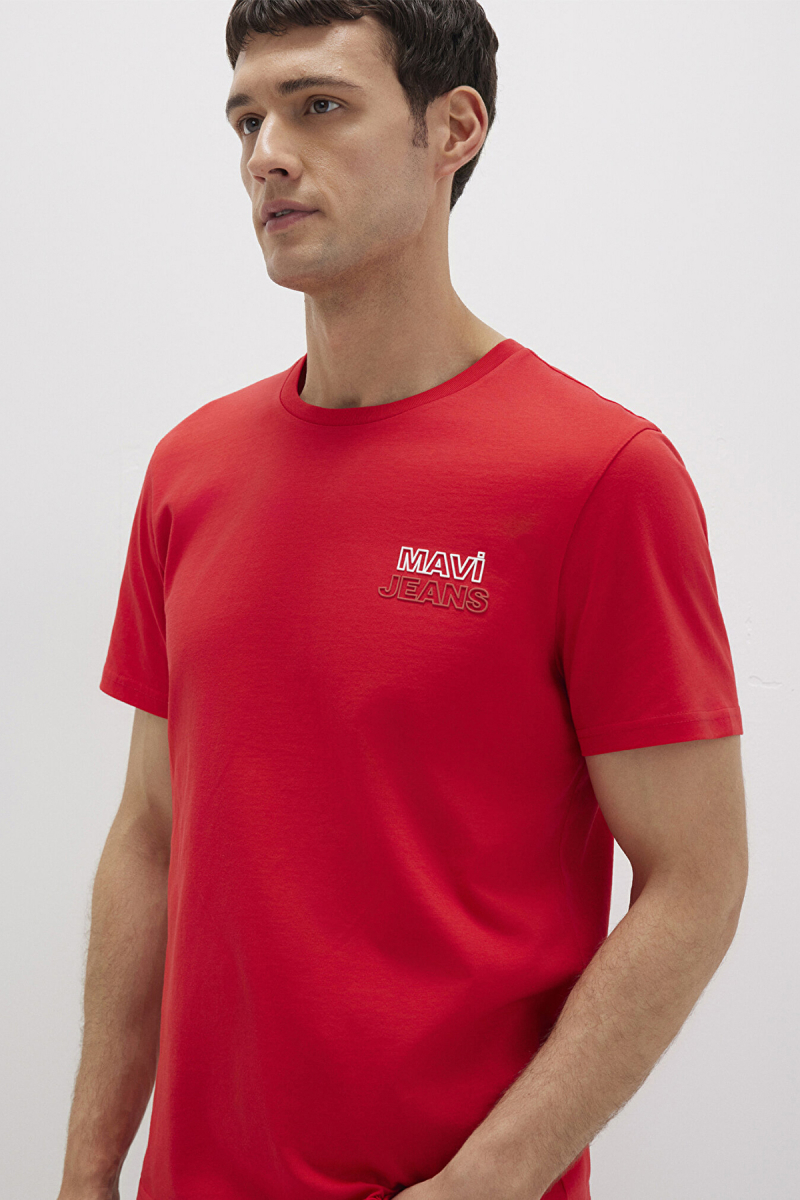 Mavi Erkek Baskılı Kısa Kollu T-Shirt M066841 Kırmızı Kırmızı