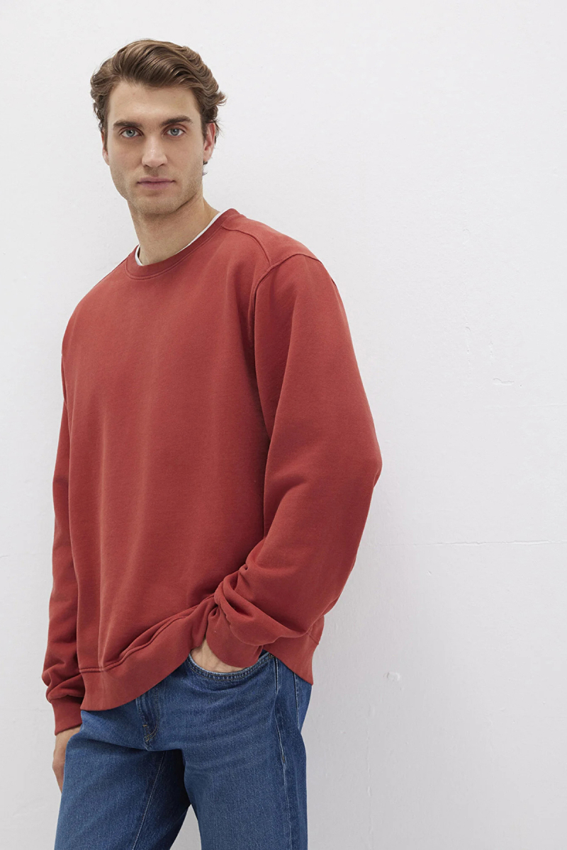 Mavi Erkek Bisiklet Yaka %100 Pamuk Sweatshirt M0S10482 Kiremit Kiremit