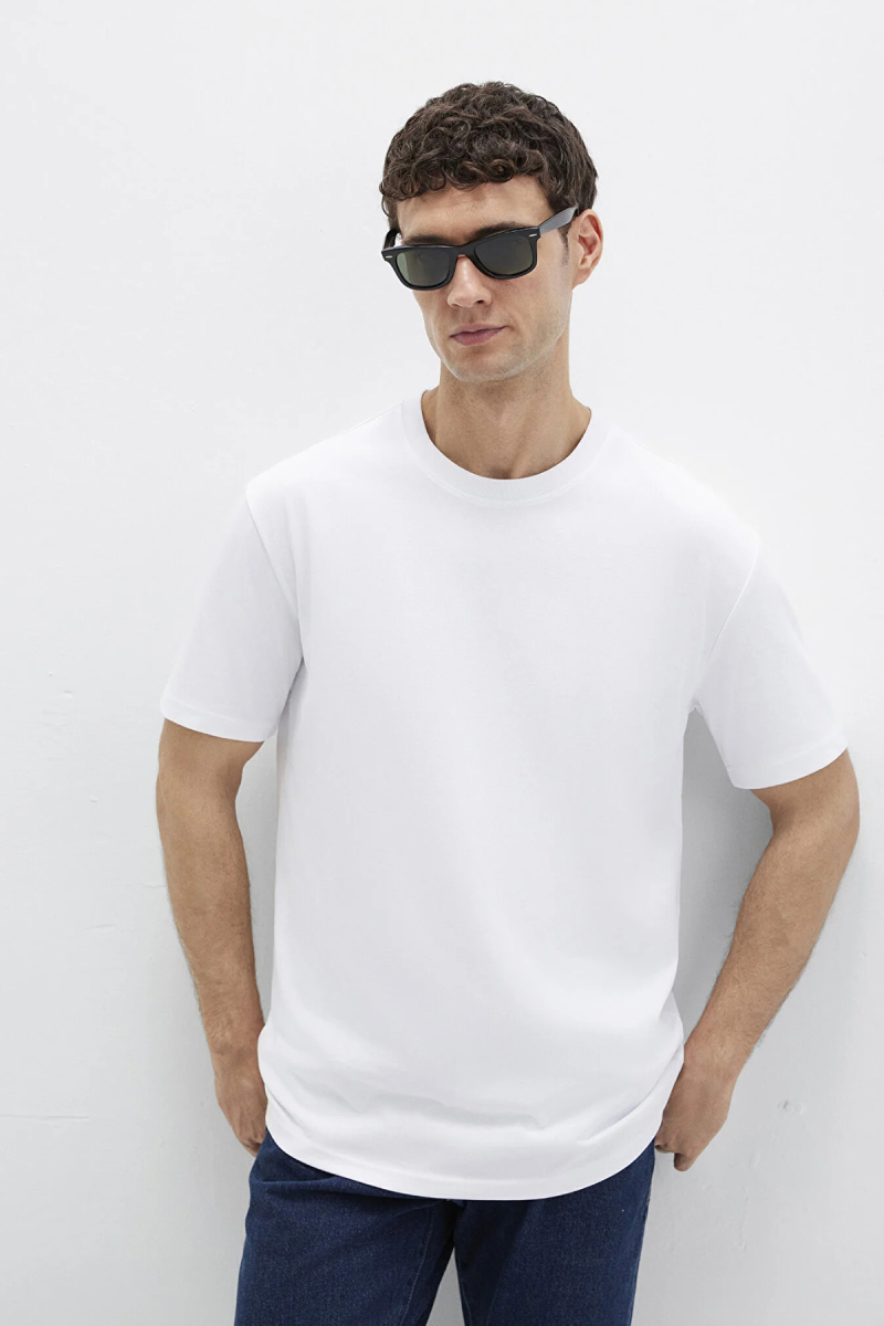 Mavi Erkek Bisiklet Yaka Basic T-Shirt M0611596 Beyaz Beyaz