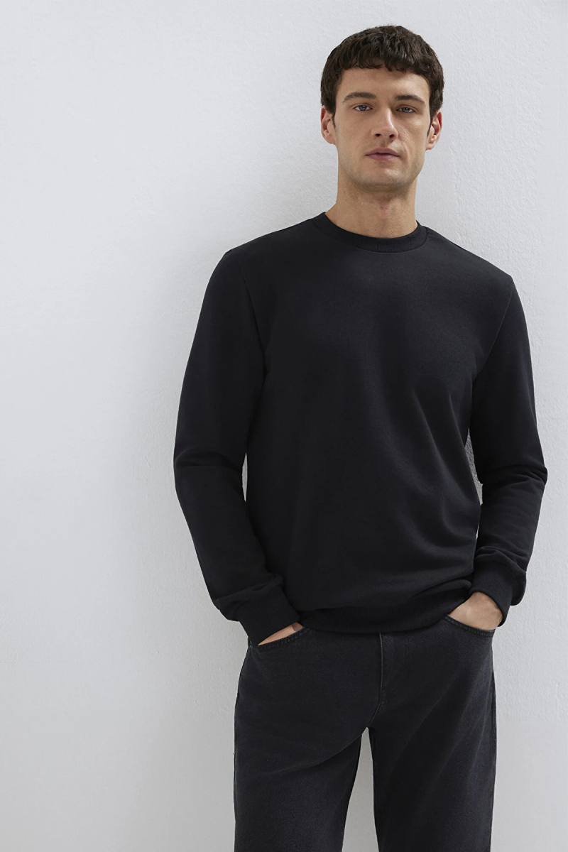 Mavi Erkek Bisiklet Yaka Sweatshirt M0S10457 Siyah Siyah
