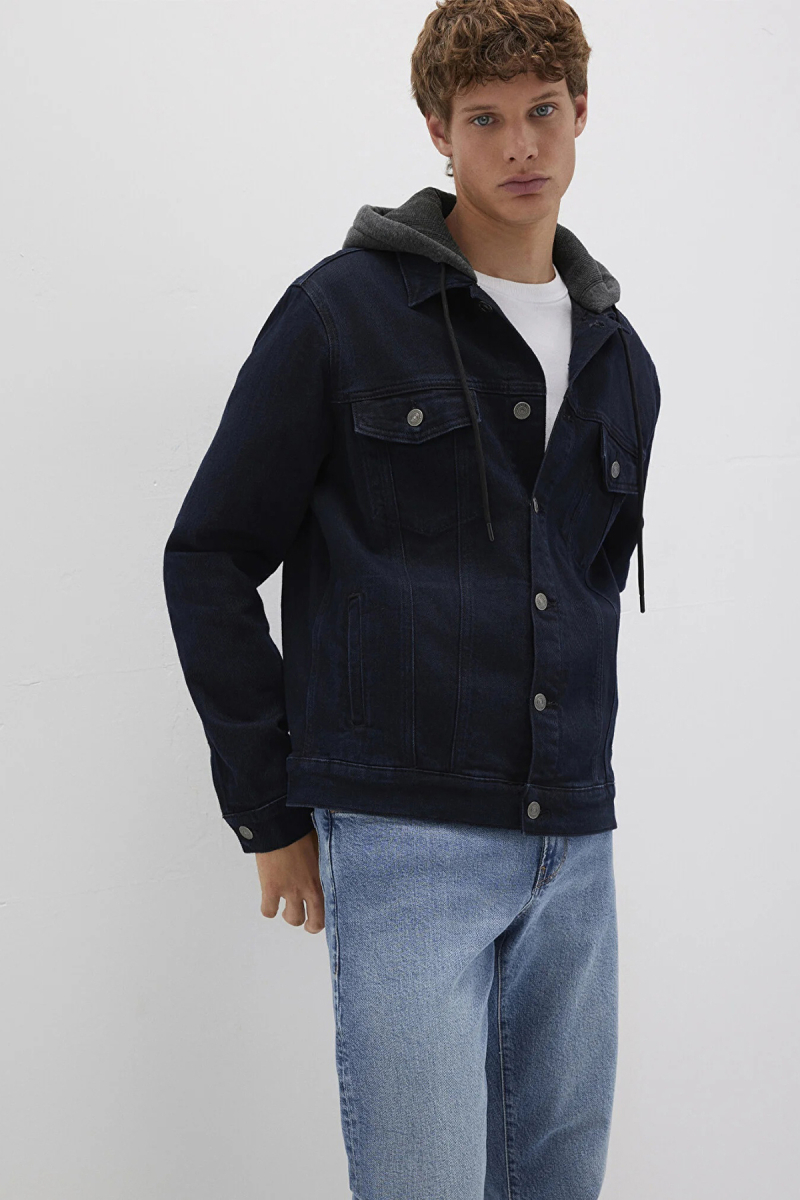 Mavi Erkek Brandon 90s Kapüşonlu Jean Ceket M0112808 Mürekkep Mavisi MÜREKKEP MAVİSİ