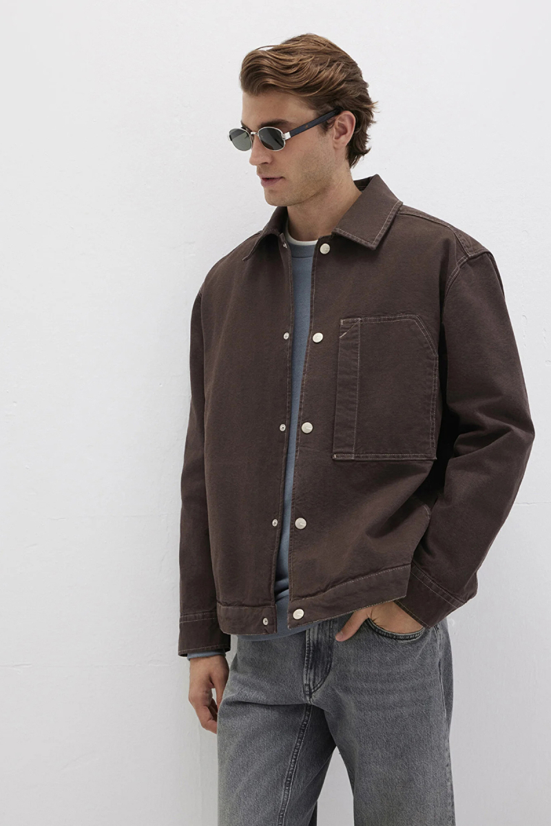 Mavi Erkek Cep Detaylı Gömlek M0211779 Kahverengi Kahverengi