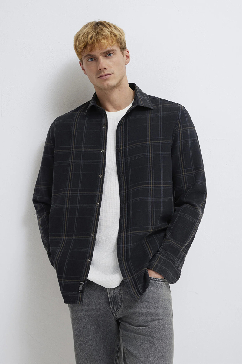 Mavi Erkek Ekoseli %100 Pamuk Gömlek M0210806 Walnut Check WALNUT CHECK