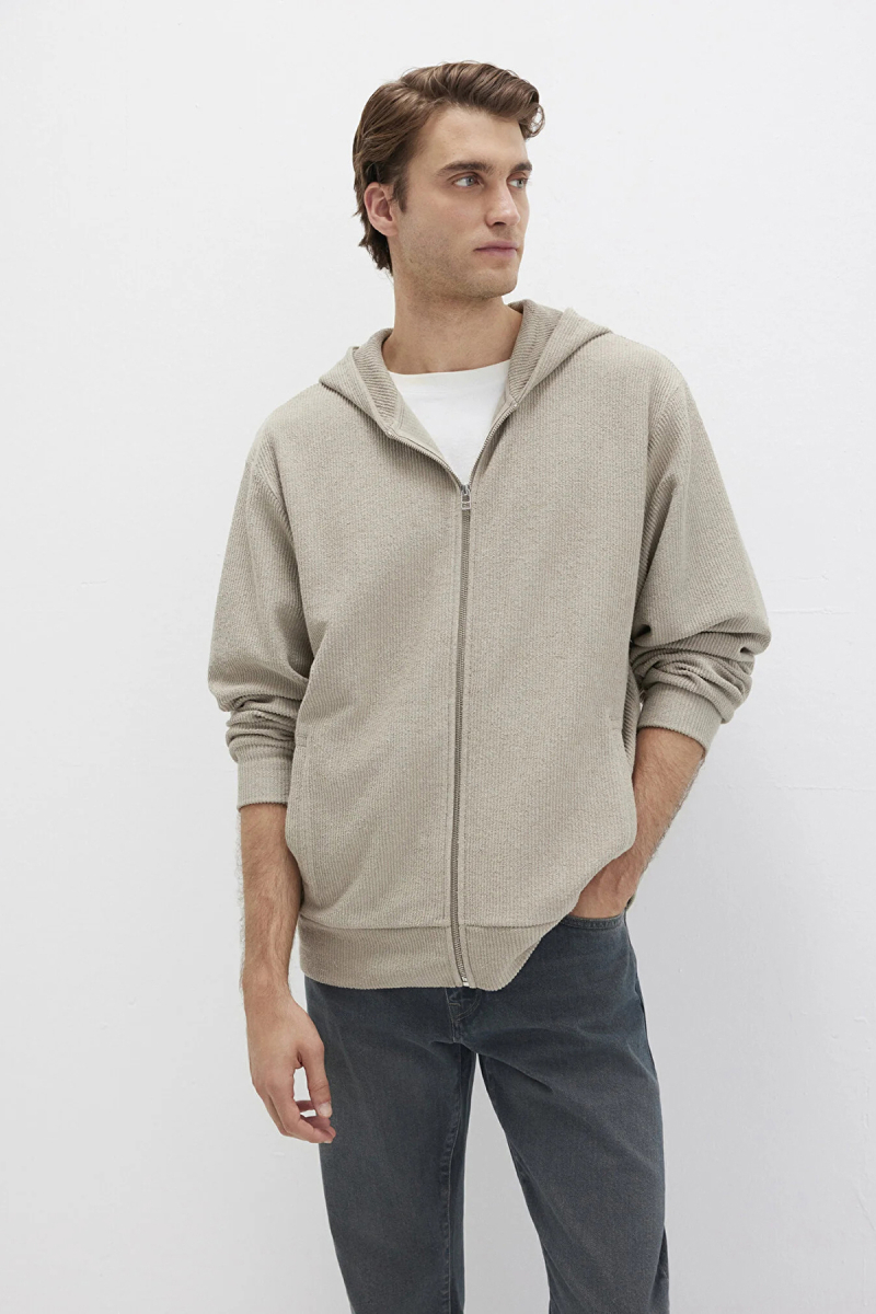 Mavi Erkek Kapüşonlu Fermuarlı Sweatshirt M0S10520 Sis Gri SİS GRİ