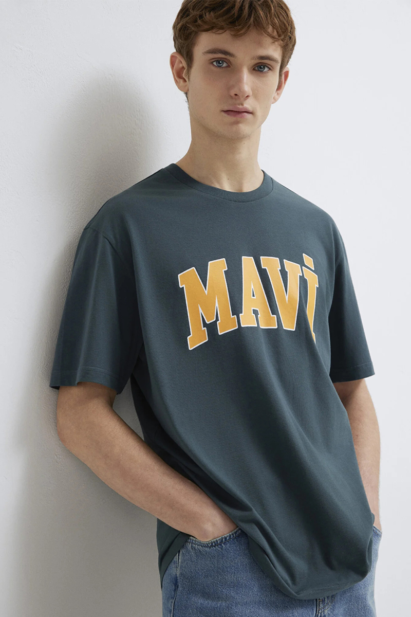 Mavi Erkek Logo Baskılı %100 Pamuk T-Shirt M0611711 Yosun YOSUN