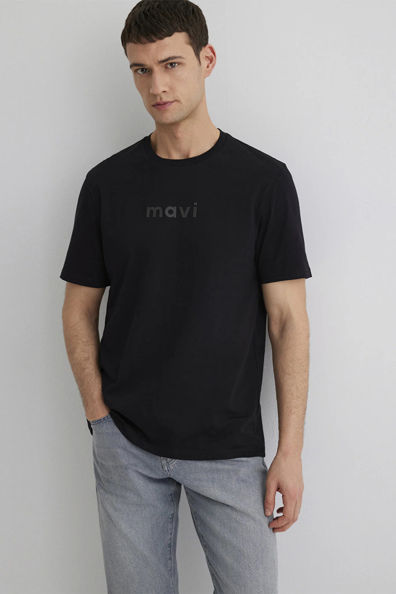 Mavi Erkek Logo Baskılı %100 Pamuk T-Shirt M0612732 Siyah Siyah