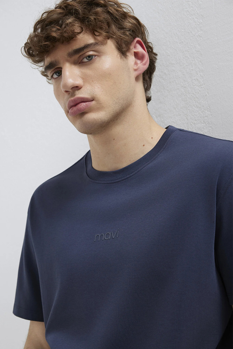 Mavi Erkek Logo Baskılı İnterlok T-Shirt M0613102 Gece Mavisi GECE MAVİSİ