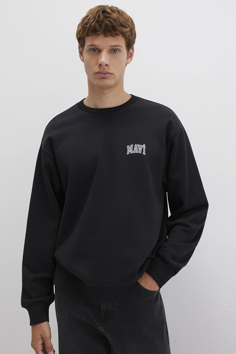 Mavi Erkek Logo Baskılı Sweatshirt M0611716 Siyah Siyah