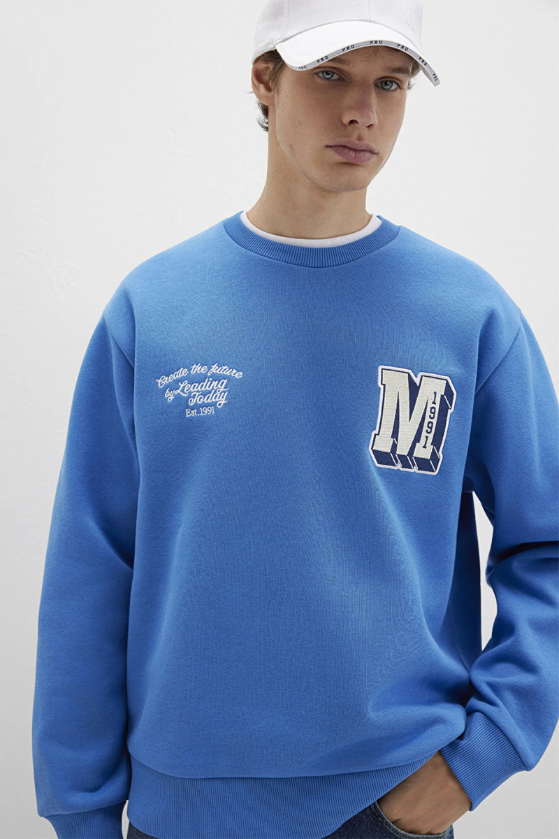 Mavi Erkek Logo Nakış Detaylı Sweatshirt M0S10492 Menekşe MENEKŞE