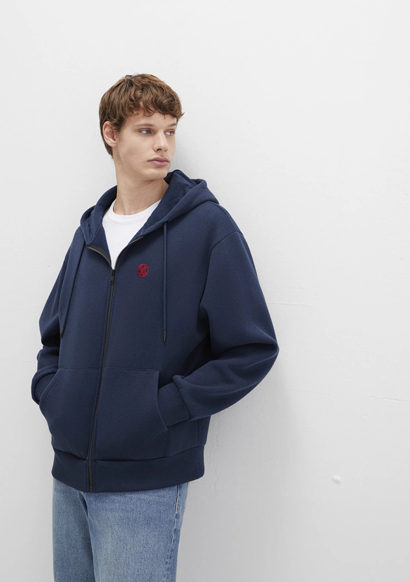 Mavi Erkek Logolu Kapüşonlu Fermuarlı Sweatshirt M066979 Lacivert Lacivert