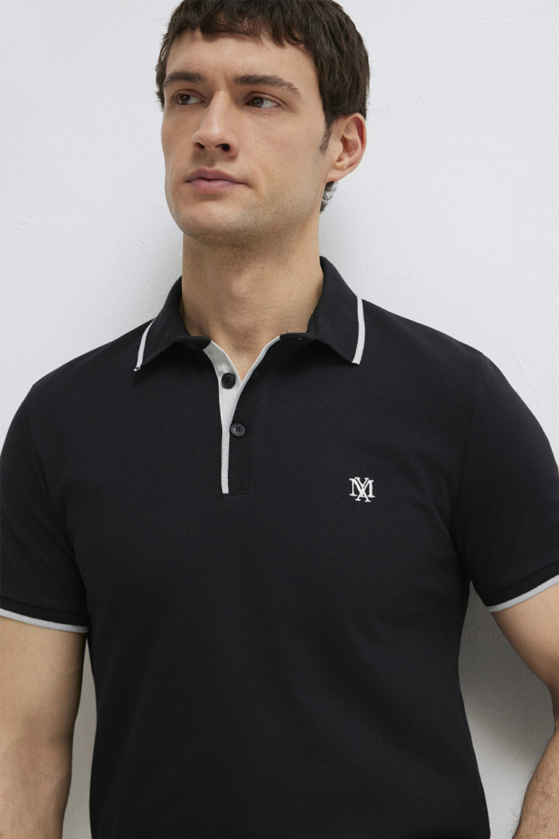 Mavi Erkek Mühür Logolu Polo T-Shirt M0613266 Siyah Siyah