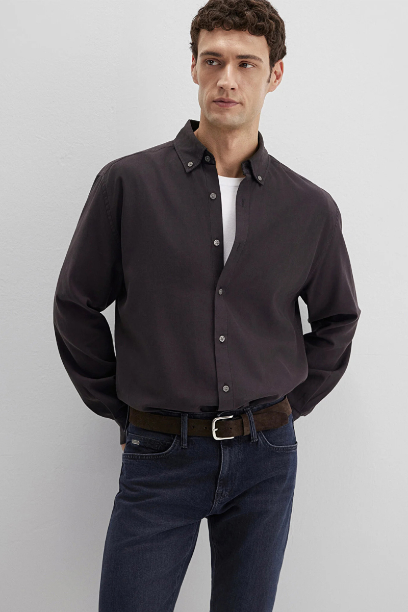 Mavi Erkek Uzun Kollu Pamuklu Gömlek M0211751 Siyah Siyah